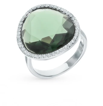 

Silver ring with alpanite and cubic zirconia sunlight sample 925 test