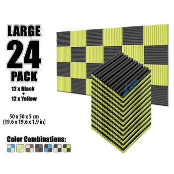 

Arrowzoom 24 pcs 19.6" x 19.6" x 1.9" Color Combination Metro Striped Tile Studio Sound Absorbing Panel Acoustic Foam Treatment