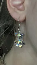 Pendientes de resina con forma de oso para mujer, joyería tridimensional, accesorio para la oreja