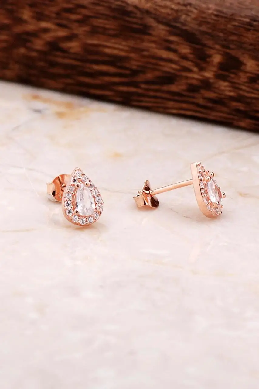 

Diamond Mounted Rose Silver Drop Earrings 4793 High Quality Hand Made Original Filigree Silver Jewellery Gift for Women