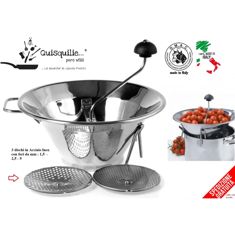 Omac Passatutto Food Mill Professional "chef" Stainless Steel Quality Extra 100 Made In Italy