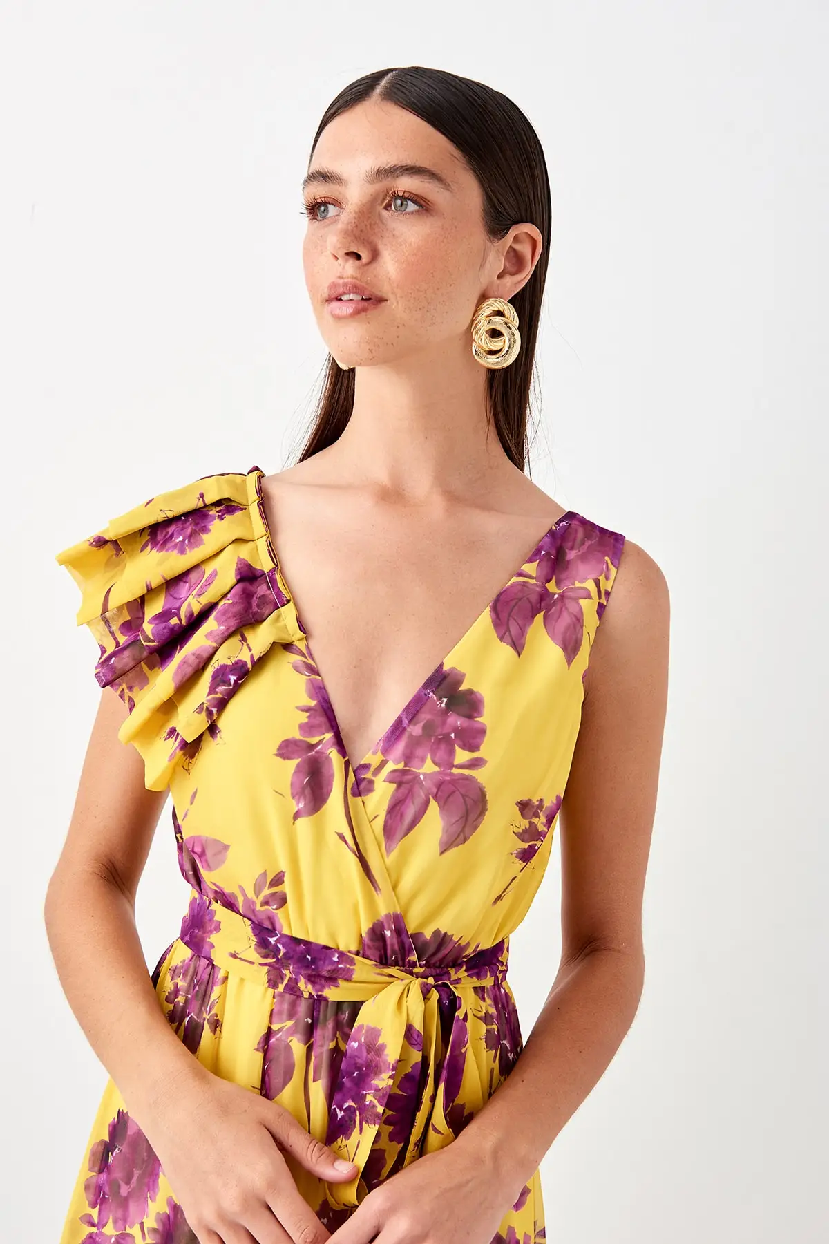 Trendyol вечернее платье с оборками TPRSS19AU0002