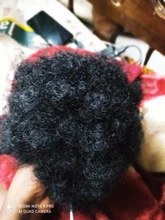 Alileader-moño de pelo rizado, extensiones de cabello sintético con pinza, coleta corta, coleta Afro esponjosa, moño para el cabello