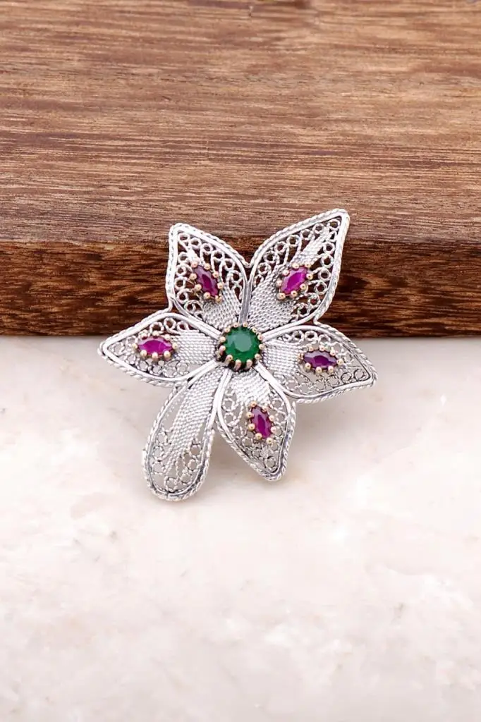 

Filigree Embroidered Silver Design Brooch 297Hand Made Jewellery