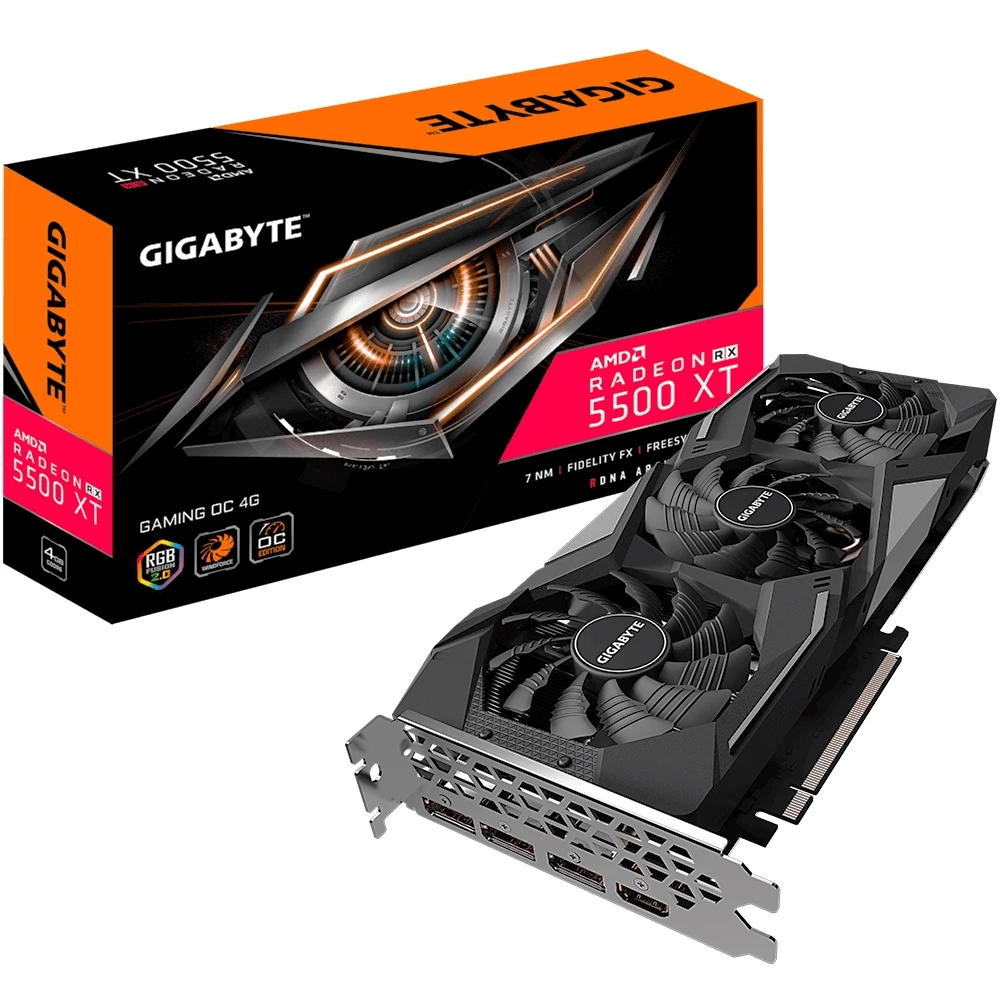 Видеокарта Gigabyte Gaming AMD Radeon RX 5500XT 1845MHz 4096MB 14000MHz 128 bit RTL [GV R55XTGAMING OC 4GD]|Графические