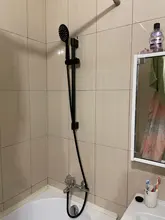 Slide-Bar Hose Shower-Riser Wall-Mount Hand-Held Adjustable Black with 
