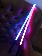 Double-edged sable láser RGB 7 cambio de colores Láser LED espada dos en uno en conmutable Saber sonido completa mango de Metal Cosplay regalo