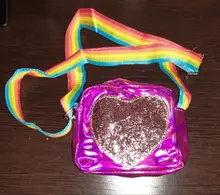 Rainbow Love-Mini monedero para niñas pequeñas, pequeño bolso de hombro cuadrado para niños, de cuero PU, cruzado