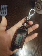 3 botones de cuero coche-estilo de cubierta para Starline B9 B6 A91 A61 Twage dos forma de sistema de alarma para coche llavero