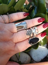 Tocona 6 unids/set Bohemia Color de plata antiguo Cross Arrow de diamantes de imitación negro anillos de encanto establece para las mujeres joyería de fiesta de кольца 3450