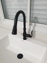 Quyanre negro grifos de cocina sacar fregadero de cocina grifo mezclador Palanca única grifo mezclador de agua grúa para cocina 360 rotación Mezclador