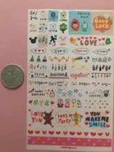 6 unidades/juego Kawaii, libro planificador de mercado de dibujo bonito, diario, decorar pegatinas de papelería, álbum de recortes transparente de PVC