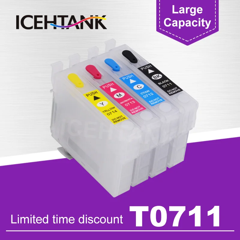 ICEHTANK T0711 T0712 T0713 T0714 4 Color Refill Ink Cartridge For Epson