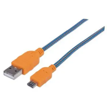 

Micro USB cable with braided sleeving 1 m-Blue