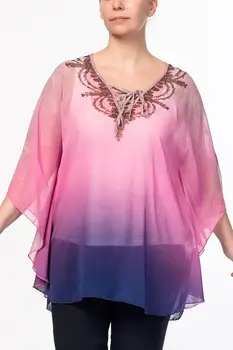 

Sans Textile Women 'S Colorful Collar Detailed Chiffon Tunic 65 N15694