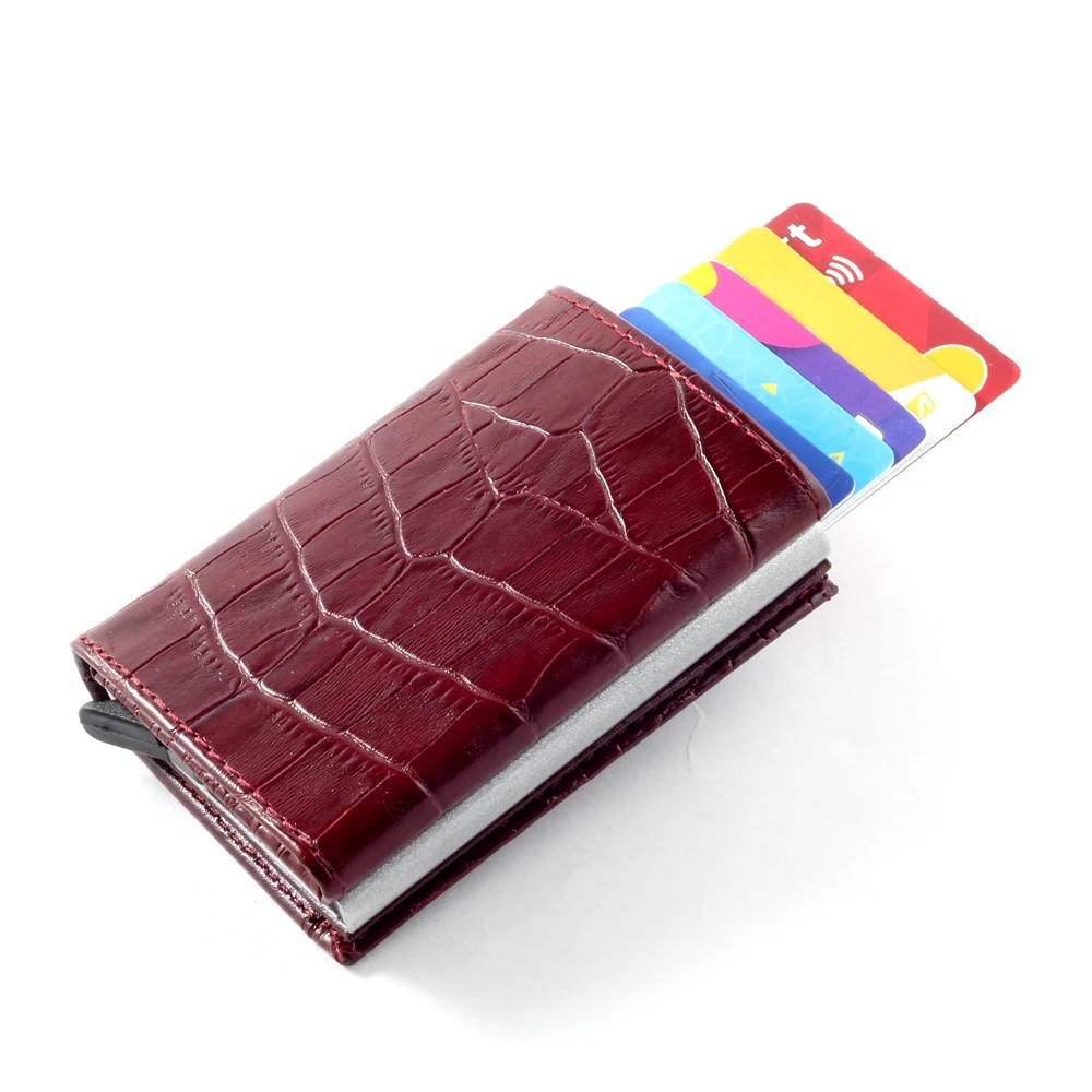 Smart Wallet Business Card Holder Real Cow Leather Handmade Smart Automatic Card Holder Men Gift