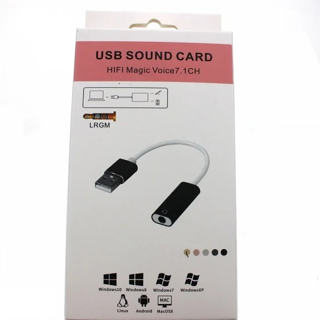 Внешняя звуковая карта USB HiFi Magic Voice 7.1CH, 1 выход 3.5 Jack(Черный
