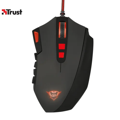 Игровая проводная мышь 19816 Trust GXT 166 MMO лазерная до 16400 dpi 18 клавиш