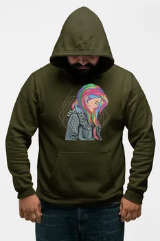 

Angemiel Wear Rainbow Hair Girl Green Men 'S Hooded Sweatshirt