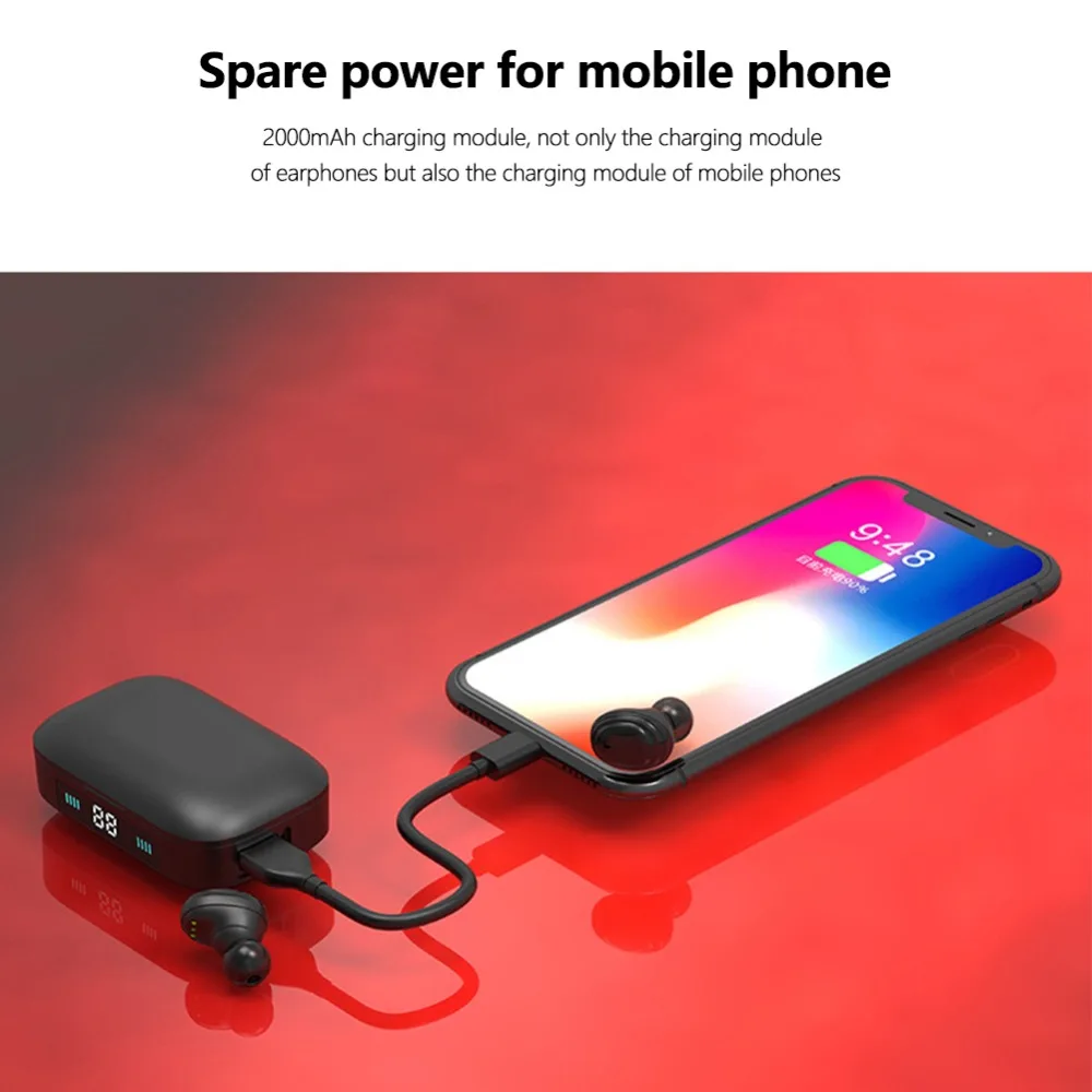 30 шт. H01 беспроводная Bluetooth гарнитура 5,0 Мобильная мощность с цифровым дисплеем TWS спортивные водонепроницаемые пересекающие границы продукт