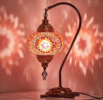 

Turkish Moroccan Mosaic Swan Neck Table Desk Bedside Night Accent Lamp Light Lamp Shade Lampshade
