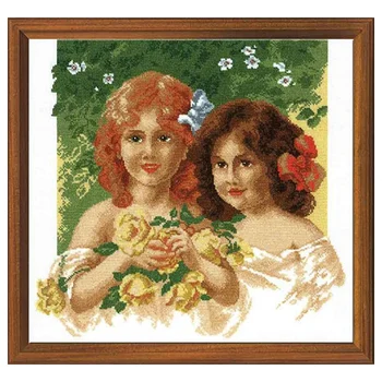 

665 Set for embroidery Hobby & Pro's The Girl with roses, "27*28 cm