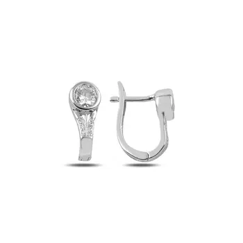 

Angemiel 925 Silver Zircon Stone J Earrings
