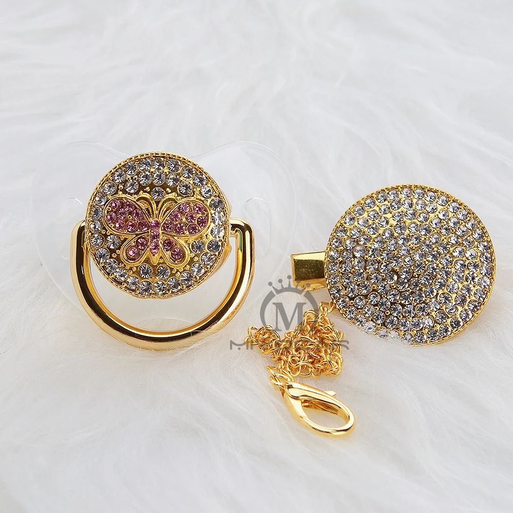 Chupeta e Conjunto Miyocar Strass Ouro Rosa Bling Borboleta Clipe Cadeia Chupeta Titular Fress Bpa Seguro Apbf 8 chupeta e conjunto clipe cadeia chupeta chupeta titular fress BPA seguro APBF