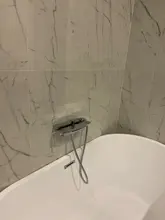 Bathroom Tub Faucet Single Handle Waterfall Spout Mixer Tap with Hand Shower Wall Mounted