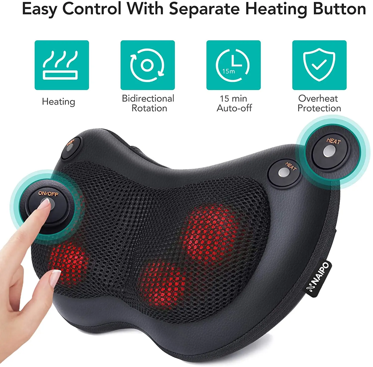 Naipo Shiatsu Neck Back Massager Pillow with Heat, Deep Tissue Kneading  Massager, Best Relaxation Gifts in Home Office Car - AliExpress