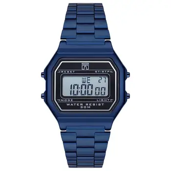 

Parigi Watch Men's Women's Unisex Digital Watch Sports Retro Water Resistant Navy Blue Steel Case Rectangle Mineral Glass час