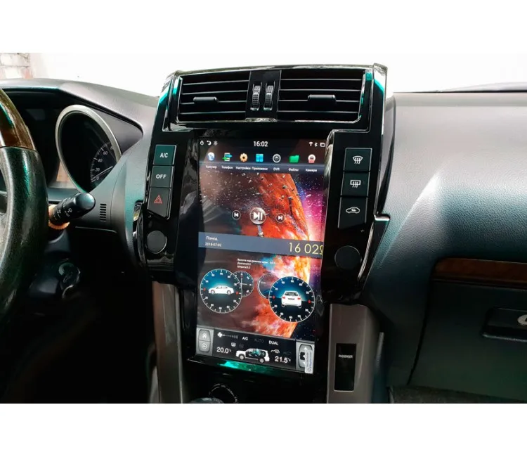 Штатная мультимедийная система в стиле Tesla для Тойота Prado 150 на OS Android