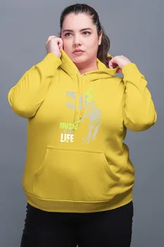 

Angemiel Wear Music Is My Life Yellow Women 'S Hooded Sweatshirt