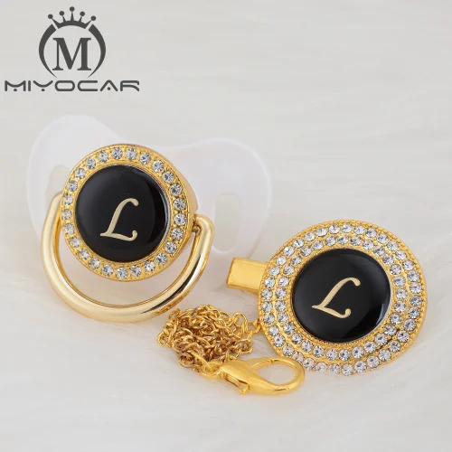 MIYOCAR уникальный дизайн имя инициалы буквенные L красивый bling соска и пустышка Клип BPA бесплатно пустышка bling уникальный дизайн LL - Цвет: LG-2  6-18M