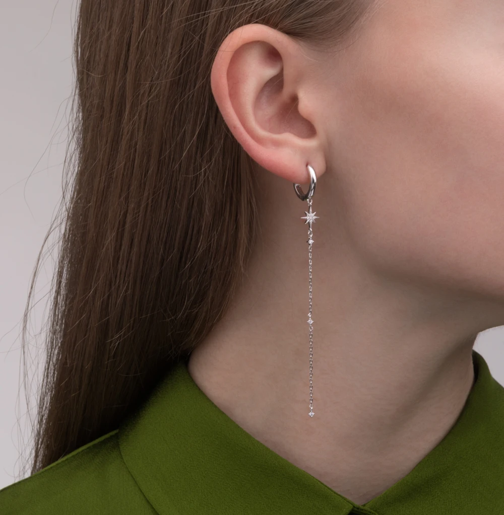 Silver earrings with cubic zirconia SUNLIGHT test 925