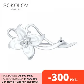 

SOKOLOV brooch of silver with phianite fashion jewelry 925 women's male