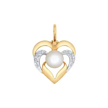 

Sokolov pendant in Gold with pearls and cubic zirconia, fashion jewelry, gold, 585, women's male, pendants for neck women