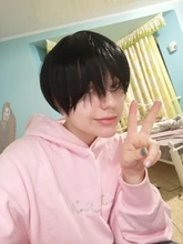 LUPU negro rubio corto pelucas de pelo sintético chico guapo Cosplay peluca Natural falsas pelo de alta temperatura de fibra