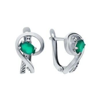 

Silver earrings with cubic zirconia and agate sunlight