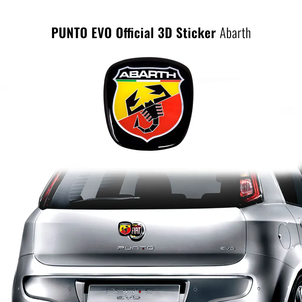 Stemma Anteriore Adesivo 3D Logo Abarth Per Fiat 500 - Anteriore E Posteriore, 71x65 Mm | Ufficiale, Made In Italy Adesivi Abarth Scorpione