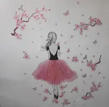 [shijuekongjian] Fairy Girl Wall Stickers Vinyl DIY Butterflies Flowers Mural Decals