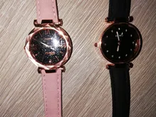 Reloj de pulsera informal de cuero para mujer, de cuarzo, con cielo estrellado, femenino
