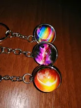 Llavero luminoso con bola de cristal de doble cara, sistema Solar que brilla en la oscuridad, para llaveros de galaxia, nebulosa, Luna, tierra, sol
