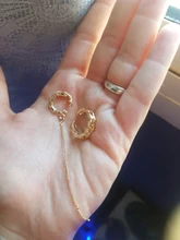 Pendientes de borlas con Clip para mujer, aretes de línea larga dorados, aros cruzados de circonia cúbica, Clip para oreja, regalo de joyería 2021
