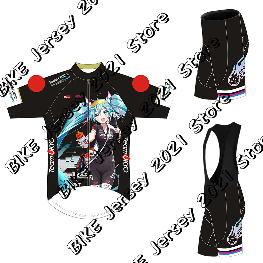 Racing Miku Cycling Jersey MTB Black Racing Bike Clothing Japan Bicycle Clothes Bib Gel Set Men's Short Maillot Culotte