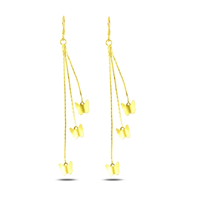 

Silver 925 Sterling Dangle Matte Textured Butterfly Earrings