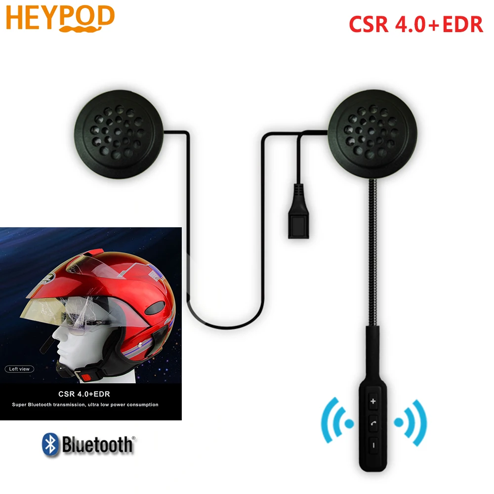 HEYPOD Motorcycle Helmet Headset CSR4.0+EDR Bluetooth Headphone Bicycle