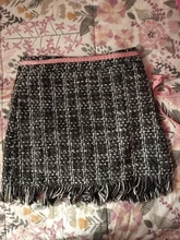 Lady Skirt Tassel Hip-Skater Vintage Plaid High-Waist Women Package Wool SK5583 In-A-Cage