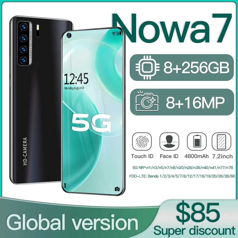 Смартфон на базе Android сотовые телефоны nova7 8 ГБ 512 Восьмиядерный процессор HD камера
