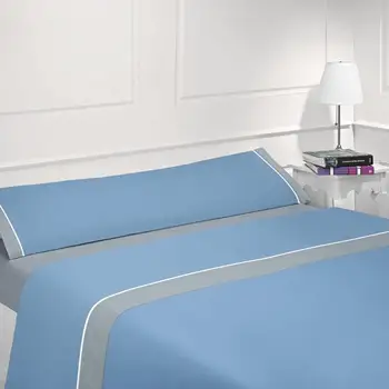 

Smooth Blue and by compound Grey Sheets Set worktop, Fitted sheet and pillowcase